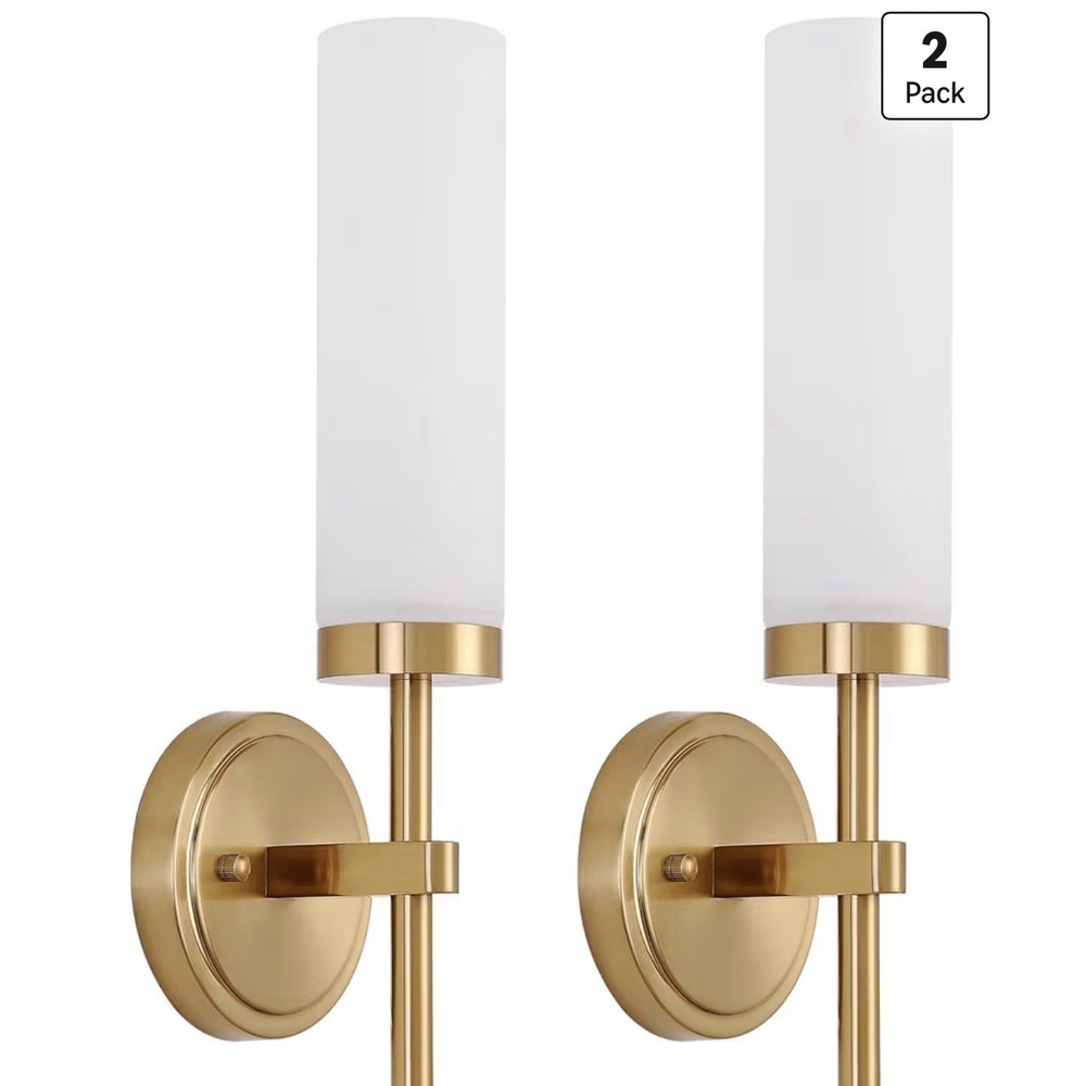 Gold Bathroom Wall Sconces Set of 2, Modern Sconces Wall Lighting Fixtures